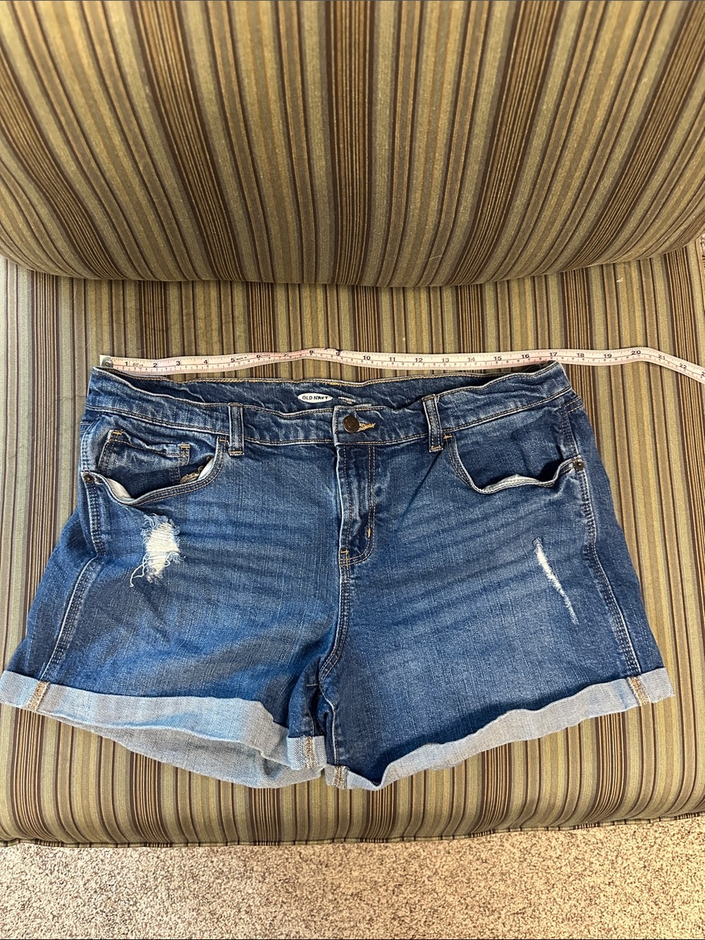 Old Navy Blue Distressed Rolled-Hem Jean Shorts
